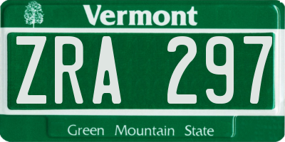VT license plate ZRA297