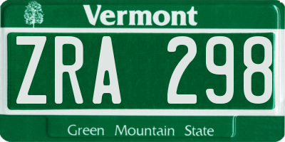 VT license plate ZRA298