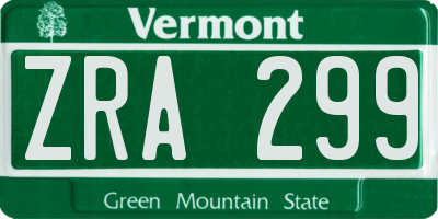 VT license plate ZRA299