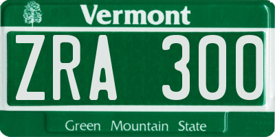 VT license plate ZRA300