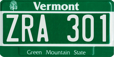 VT license plate ZRA301