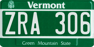 VT license plate ZRA306