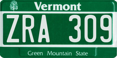 VT license plate ZRA309