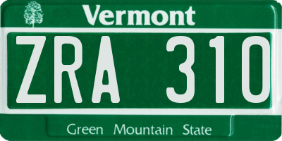 VT license plate ZRA310