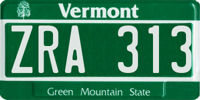 VT license plate ZRA313