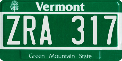 VT license plate ZRA317