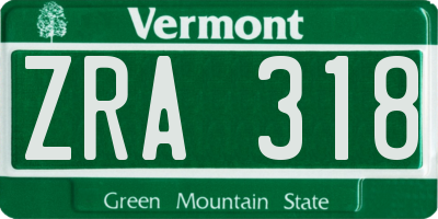 VT license plate ZRA318
