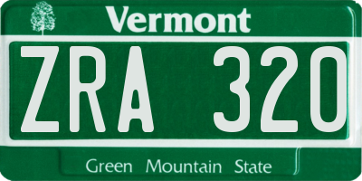 VT license plate ZRA320