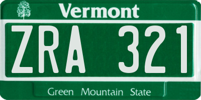 VT license plate ZRA321