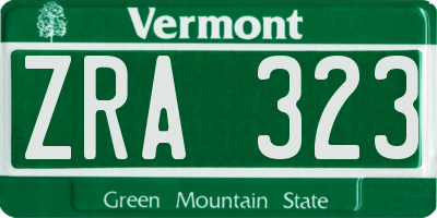 VT license plate ZRA323