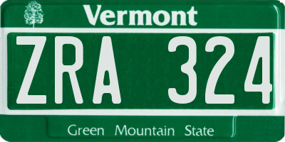 VT license plate ZRA324