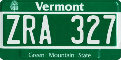 VT license plate ZRA327