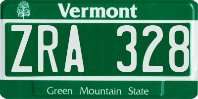 VT license plate ZRA328