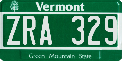 VT license plate ZRA329