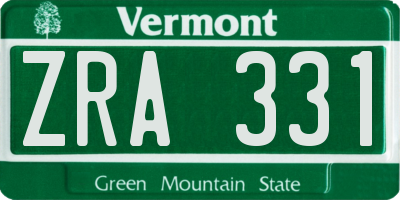 VT license plate ZRA331