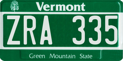 VT license plate ZRA335