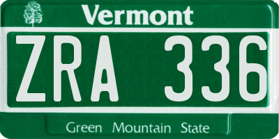 VT license plate ZRA336