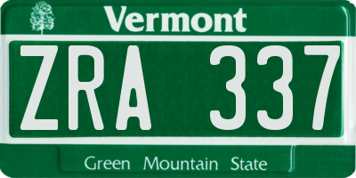 VT license plate ZRA337