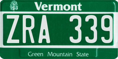 VT license plate ZRA339