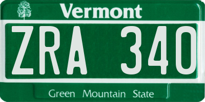 VT license plate ZRA340