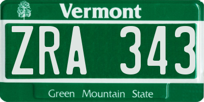 VT license plate ZRA343