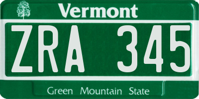 VT license plate ZRA345