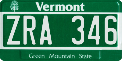 VT license plate ZRA346