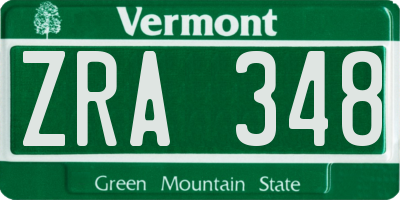 VT license plate ZRA348