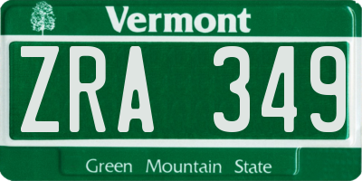 VT license plate ZRA349
