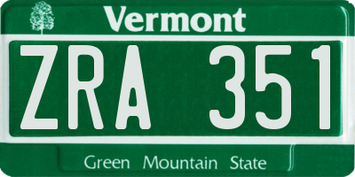 VT license plate ZRA351