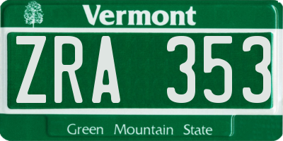 VT license plate ZRA353