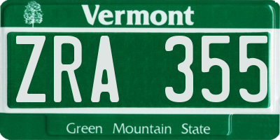VT license plate ZRA355