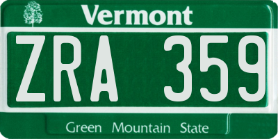 VT license plate ZRA359
