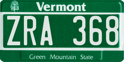 VT license plate ZRA368