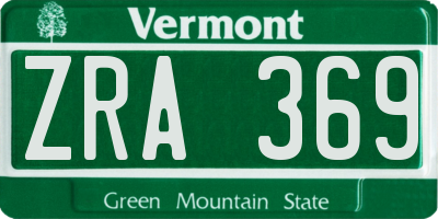 VT license plate ZRA369