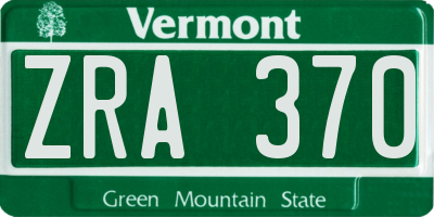 VT license plate ZRA370