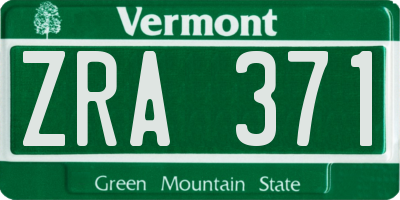 VT license plate ZRA371