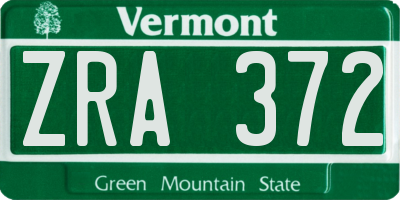 VT license plate ZRA372