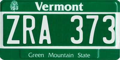 VT license plate ZRA373
