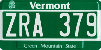 VT license plate ZRA379