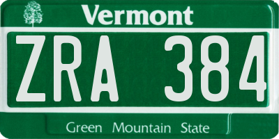 VT license plate ZRA384