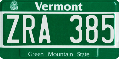 VT license plate ZRA385