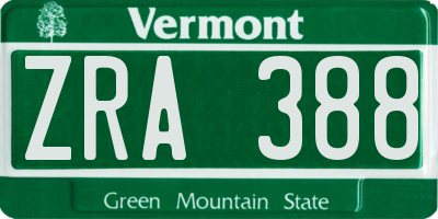 VT license plate ZRA388