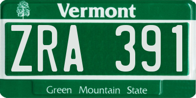 VT license plate ZRA391