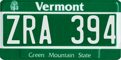VT license plate ZRA394