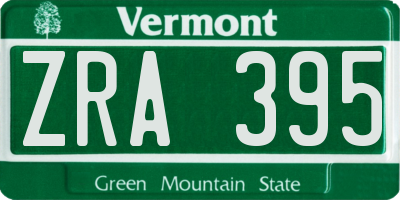 VT license plate ZRA395