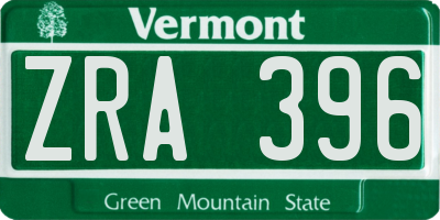 VT license plate ZRA396