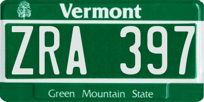 VT license plate ZRA397