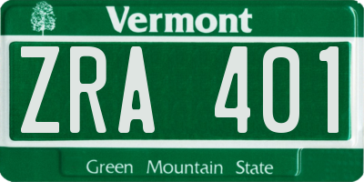 VT license plate ZRA401
