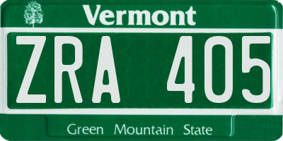 VT license plate ZRA405